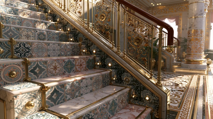 Decorative tile staircase ideas