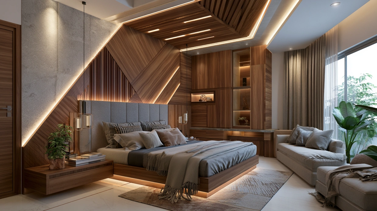 Diagonal striped POP ceiling