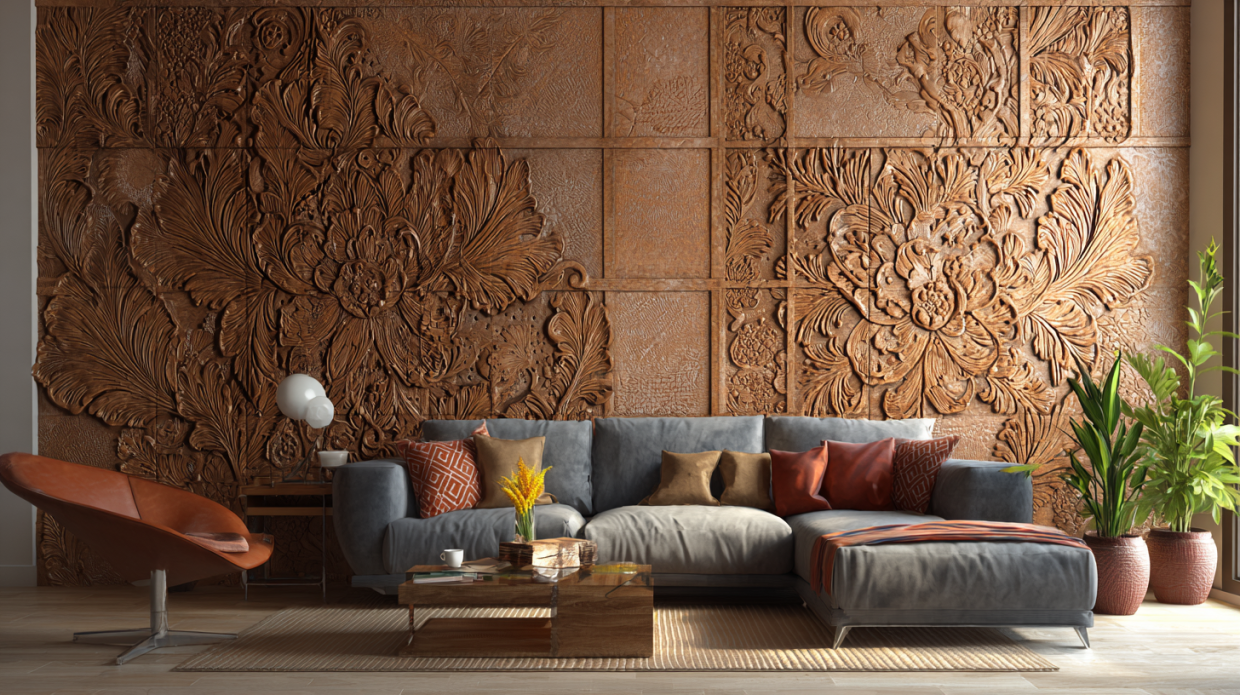 Digital Ornamental Design 3D Wall Tiles for Living Room