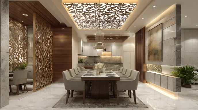 Dining area POP ceiling with central design