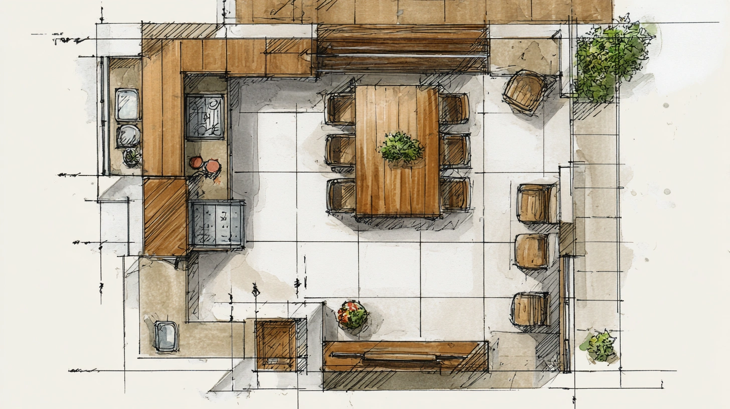 Floor plan with "DINING" near the East direction