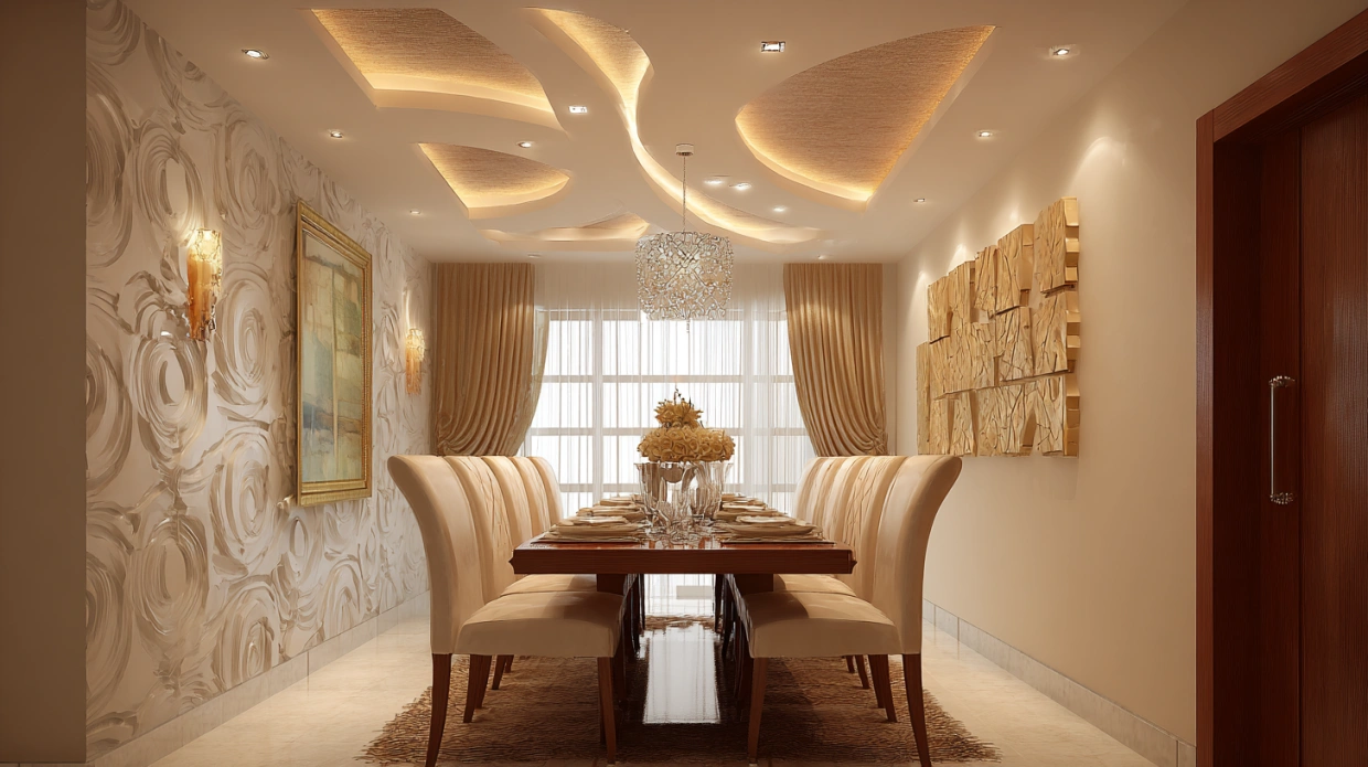 Dining room POP ceiling with chandelier