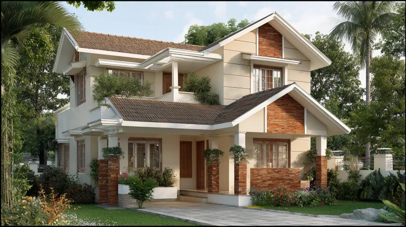 Elegant double-storey 20 lakh house design view