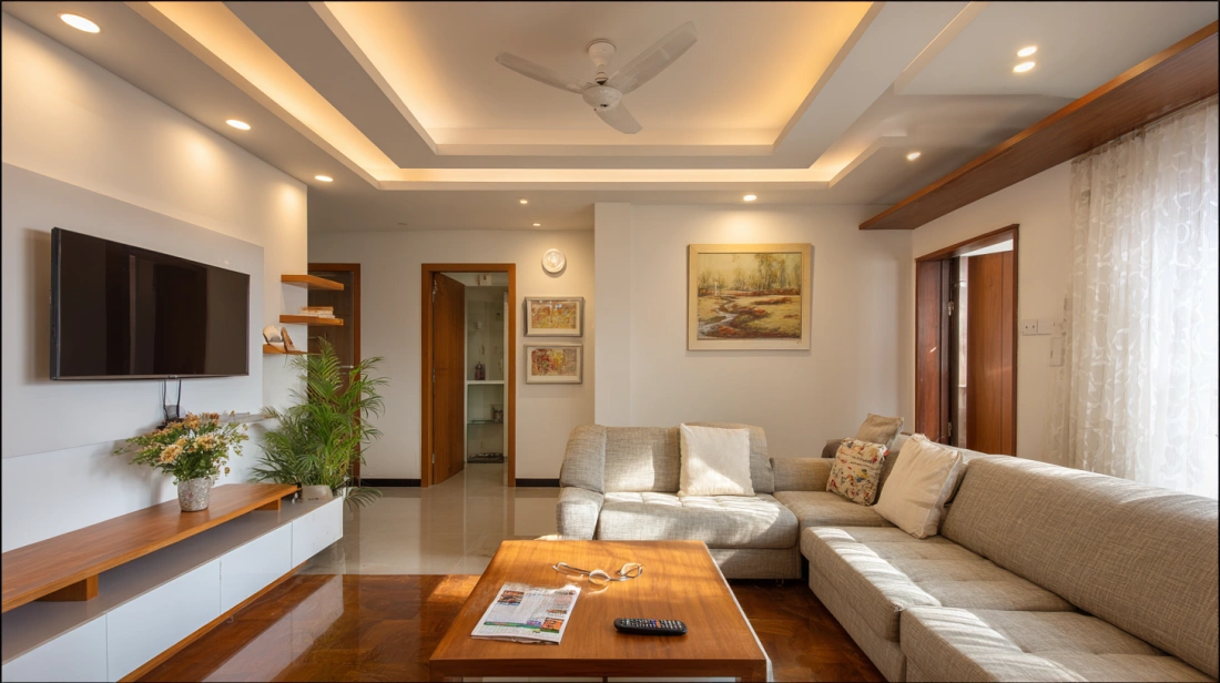 Multi tier false ceiling with fan