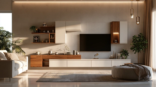 Dual-tone TV unit in a modern home