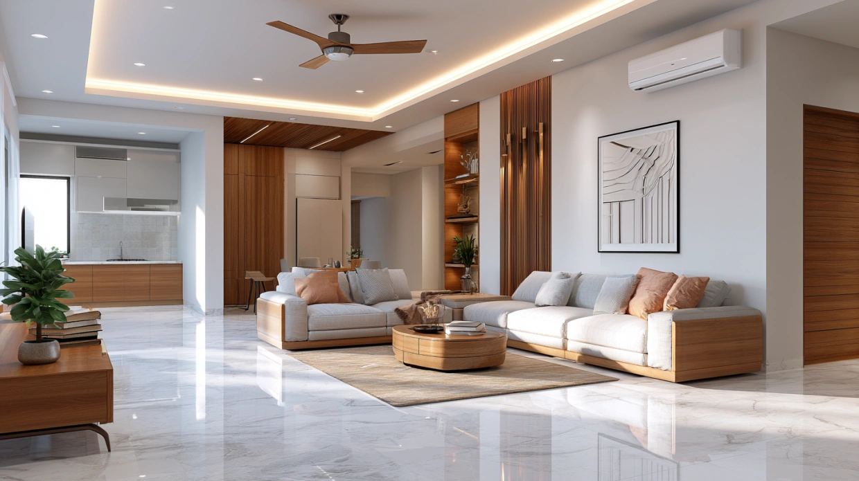 Bright Dungri marble flooring in a modern home