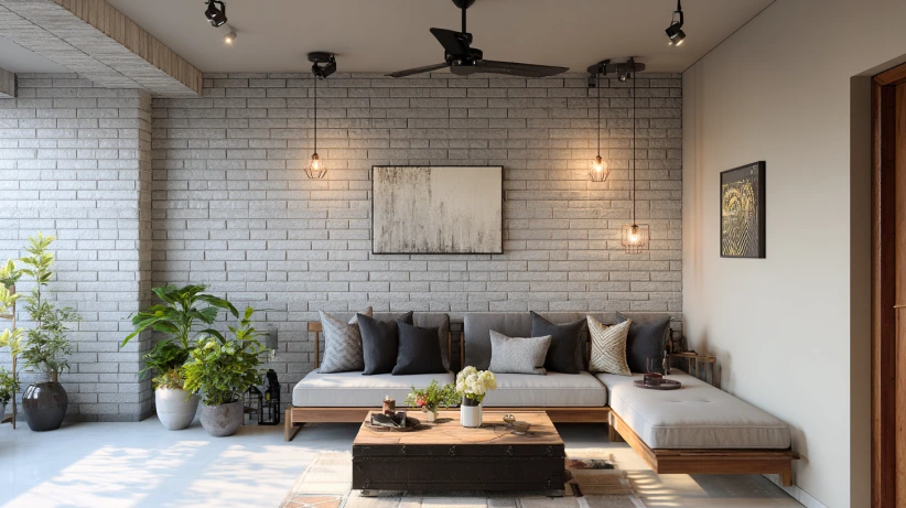 earthy texture featured in a modern grey brick wall design