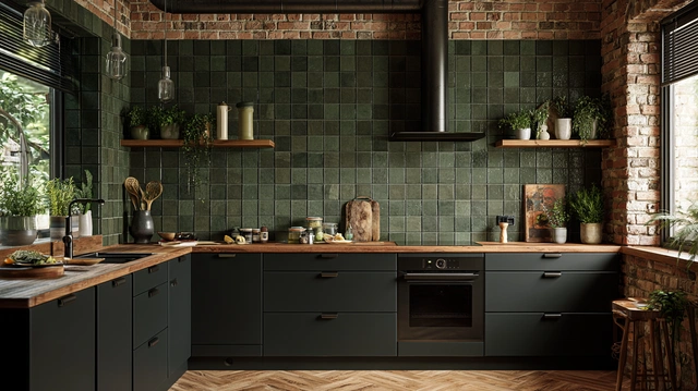 Earthy square kitchen tiles