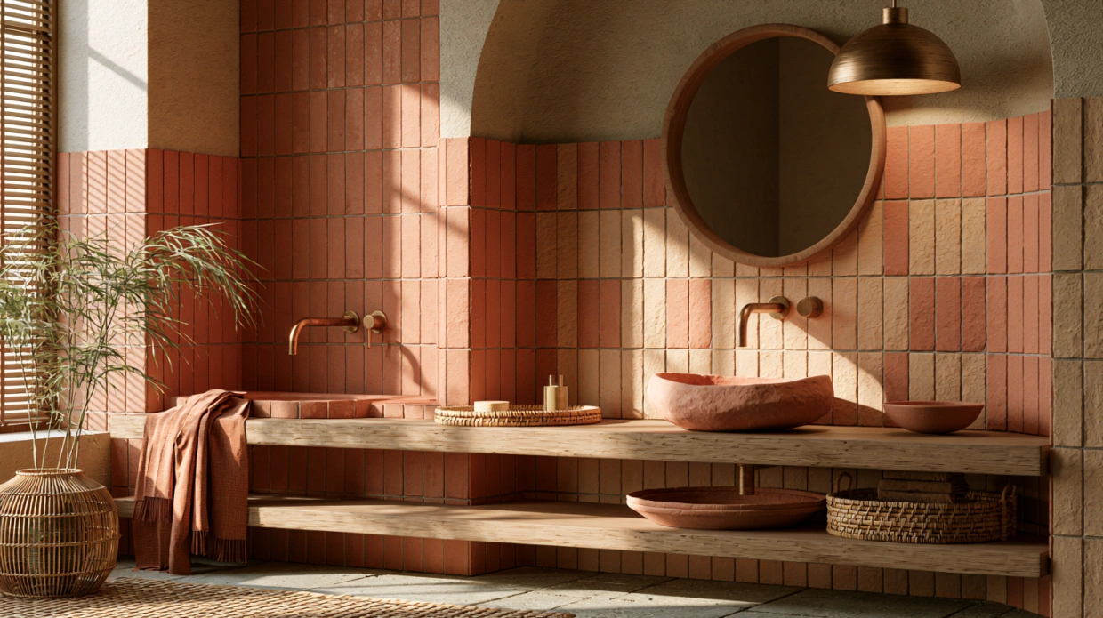 Earth-toned contemporary bathroom design