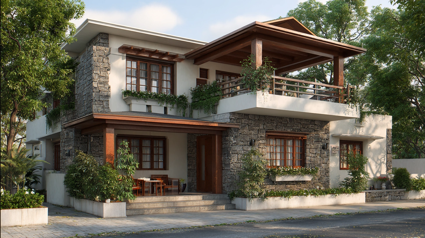 Colourful two-storey home with mixed textures