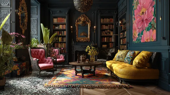 Eclectic interior design with artistic accents