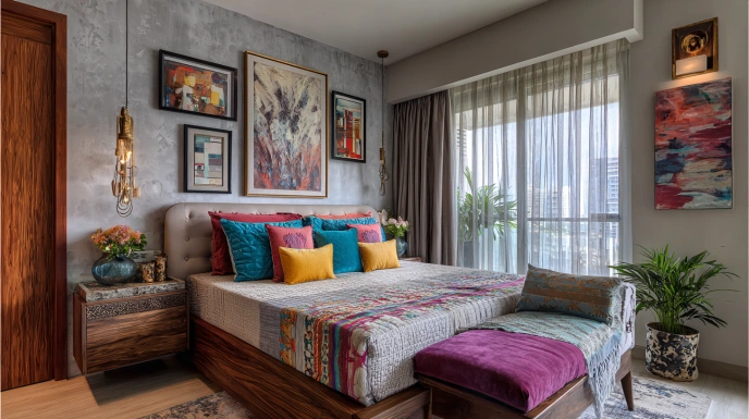 Eclectic Indian bedroom interior design