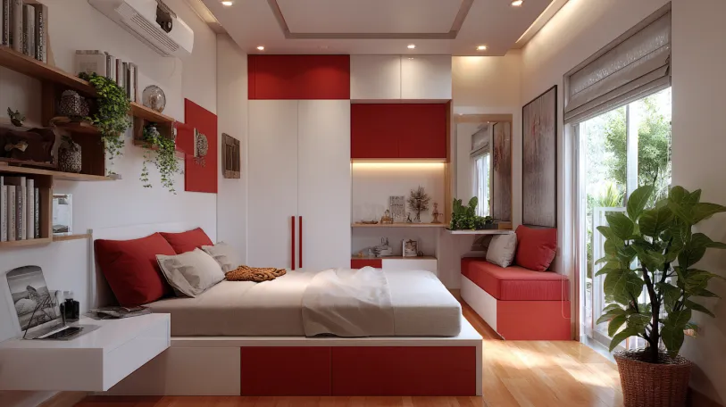 elevated loft modern wardrobe design for bedroom with storage