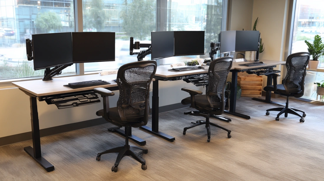 High-quality ergonomic office chair at a sleek white desk