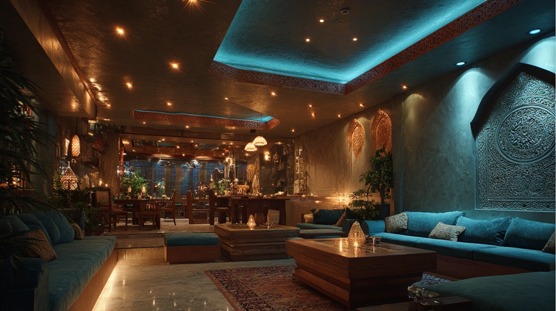 Gypsum ceiling with multiple layers of bright cove lighting