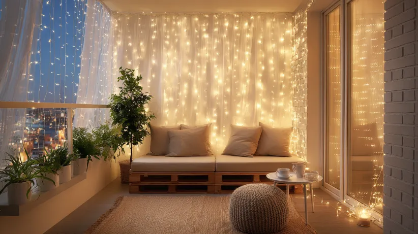 Fairy Lights Balcony Wall Design