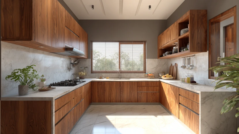 smart layout trick used in a compact l-shaped kitchen