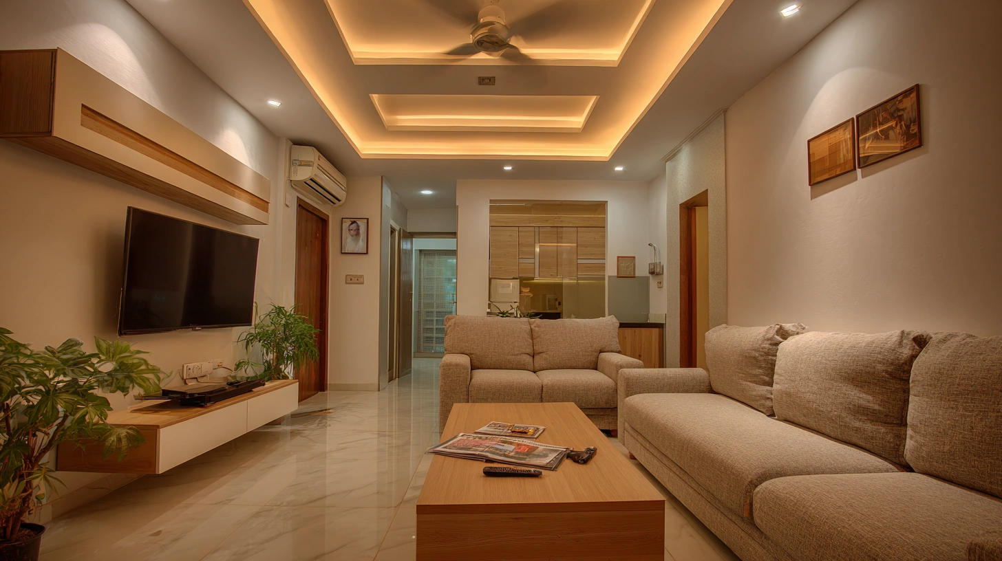 Nested geometric ceiling with cove lights