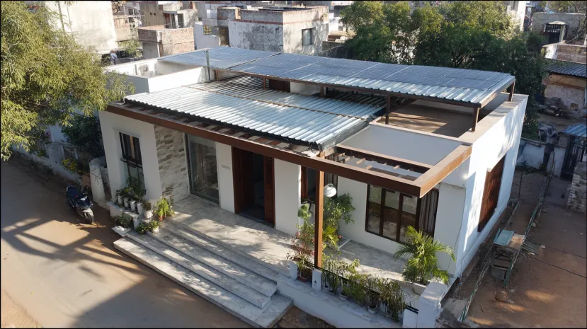 Corrugated fibre sheet roofing designs for outdoor canopy.