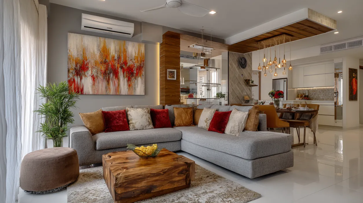 Modern flat interior design in Bangalore living room