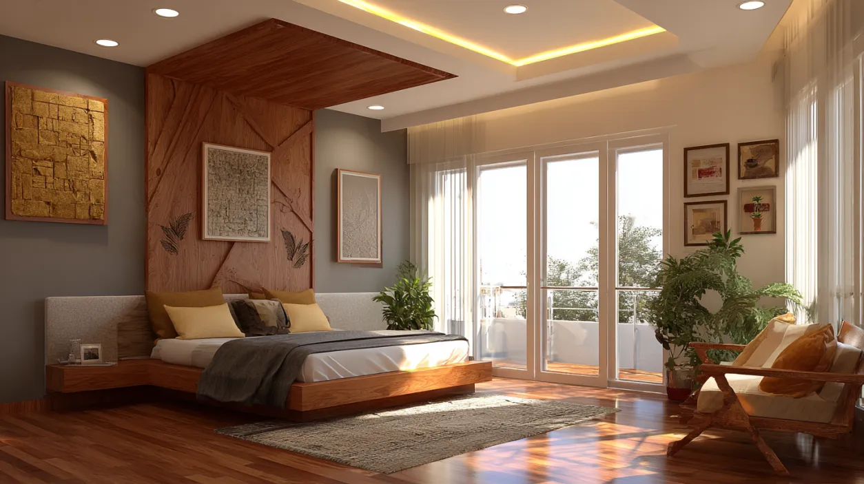 Cozy flat interiors in Bangalore bedroom design modern