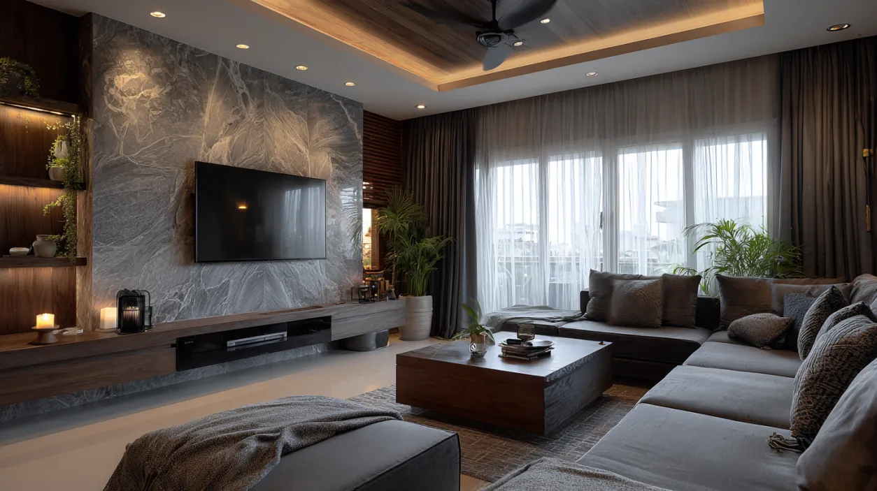 Elegant flat interiors in Bangalore modern living room
