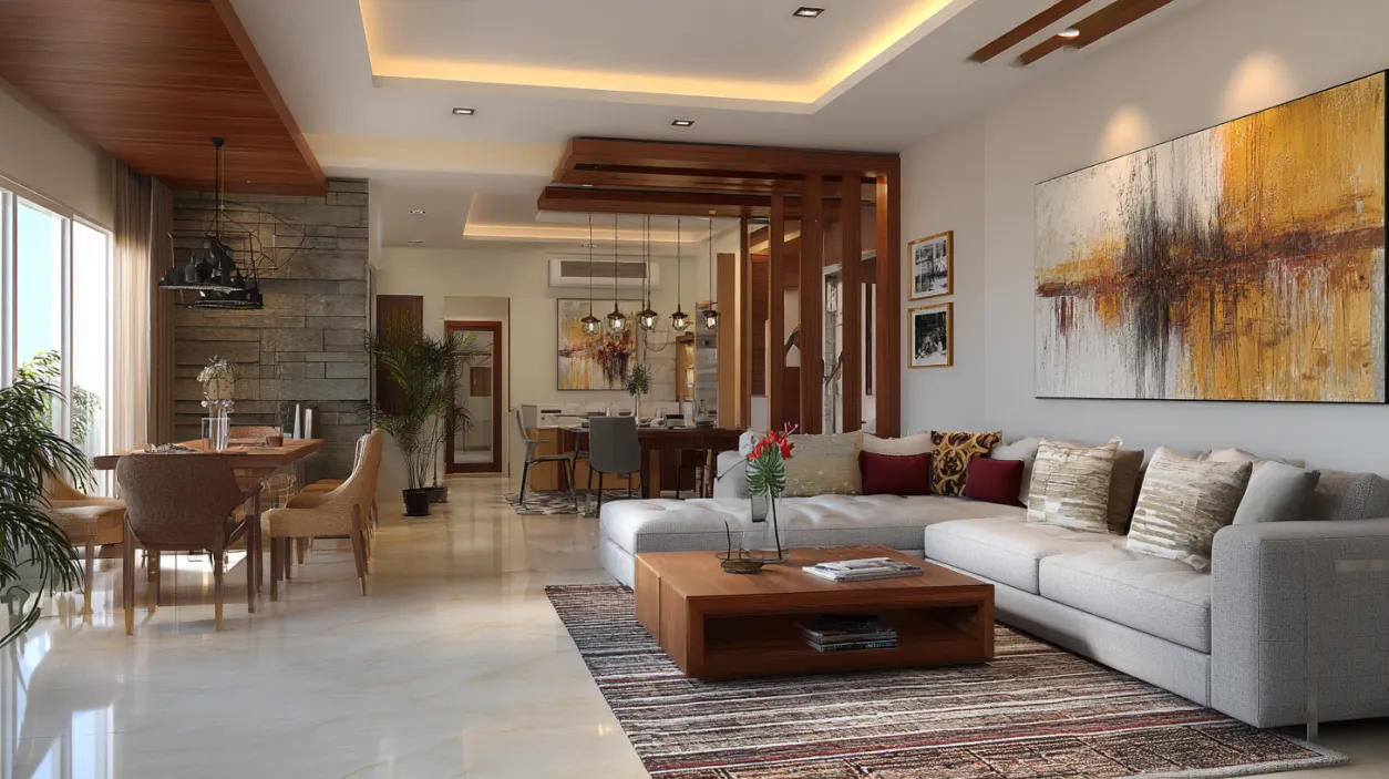 Spacious flat layouts in Bangalore living dining area