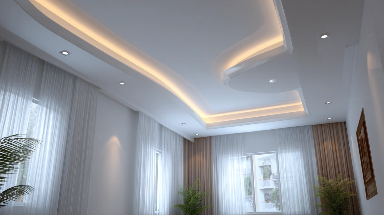 Flat plain POP ceiling with smooth clean finish