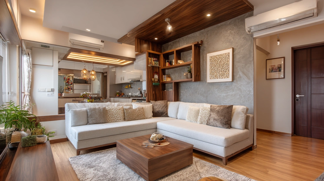 Modern hall showcasing a floating central island ceiling