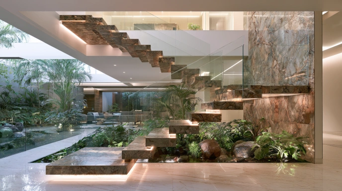 Floating stair tiles design
