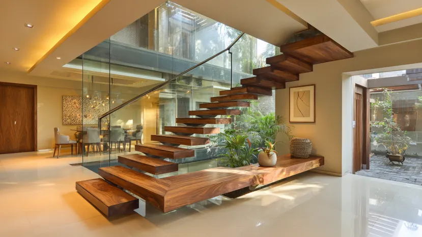 Floating Wooden Stairs Design
