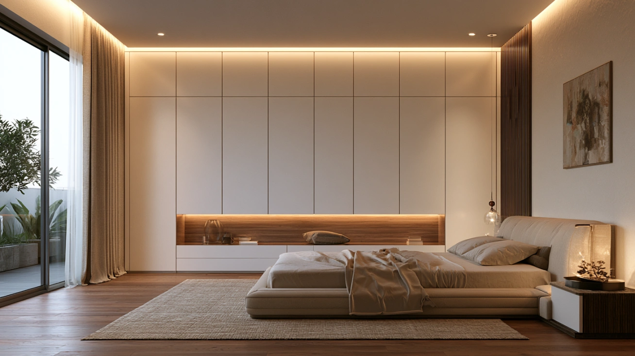 Full-height white wardrobe maximizing vertical storage.