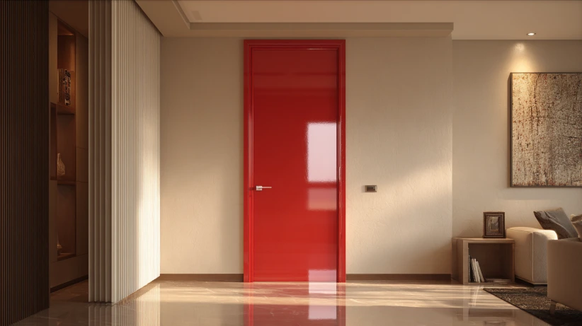 spicy red colour scheme featured in bold flush door designs