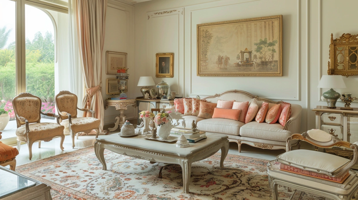 Indian living room with French country and traditional elements