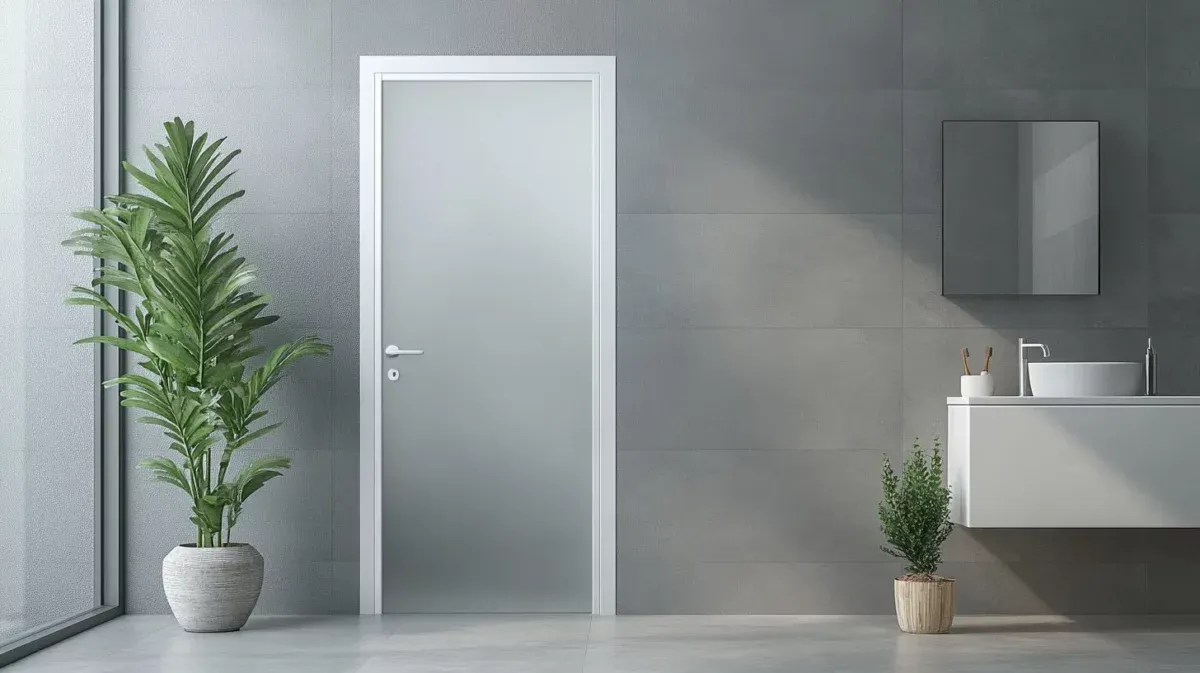 Contemporary frosted glass panel PVC bathroom door