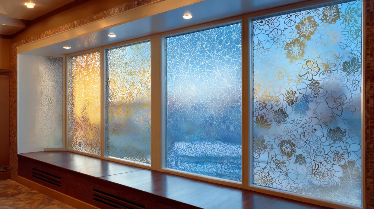 frosted window glass with subtle textured pattern for privacy