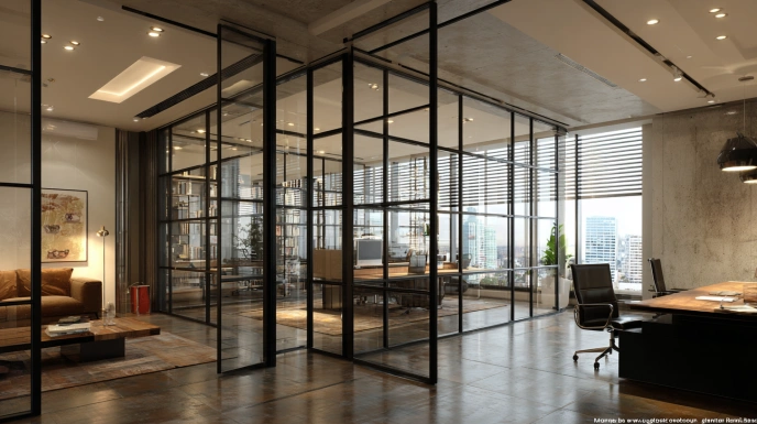 Full-height aluminium glass partition wall