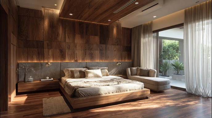 Full wood bedroom interior design