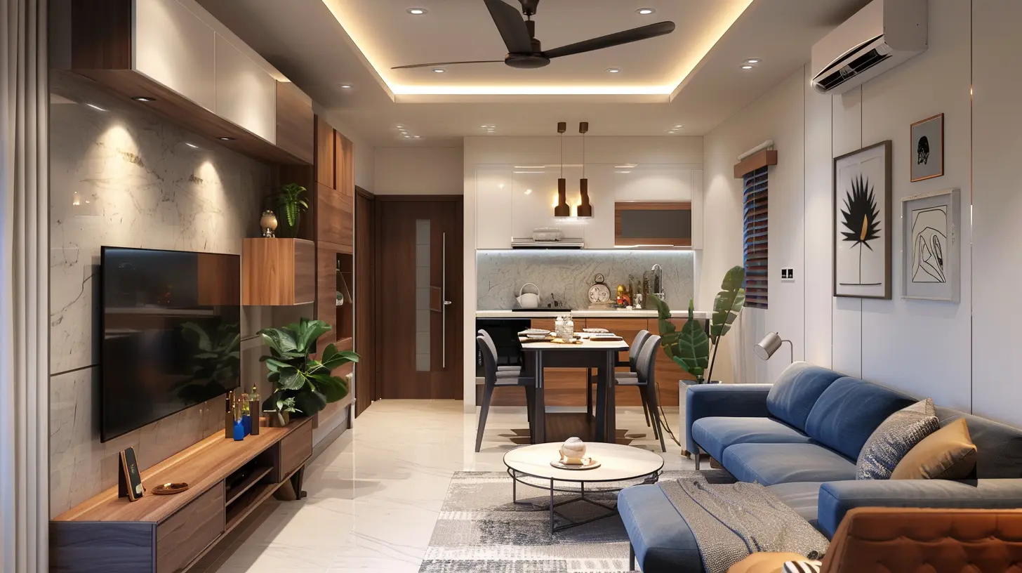 Fully furnished 1 BHK apartment interior design idea