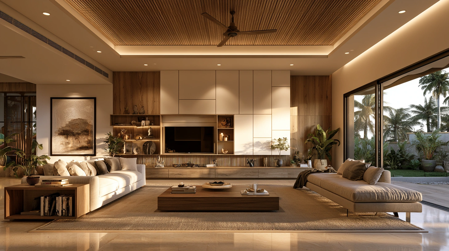 Wood and fibre ceiling design