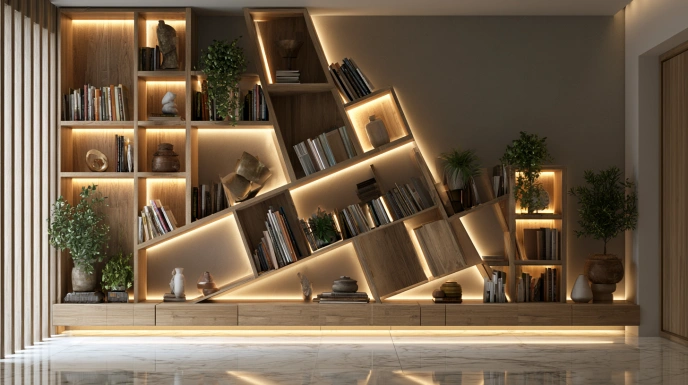 Geometric bookshelf design