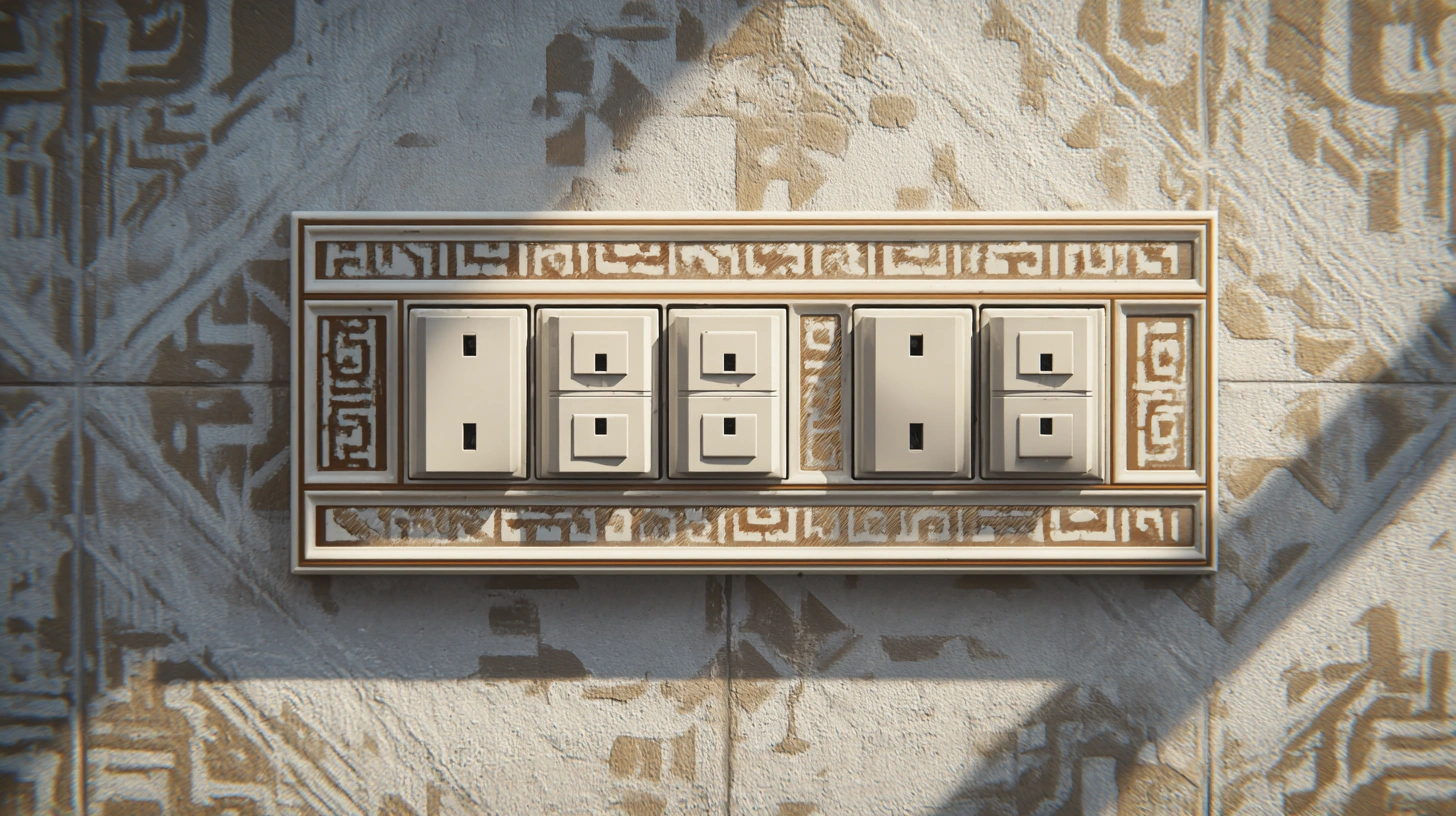 Modular switchboard with a modern 3D geometric wood-panel finish