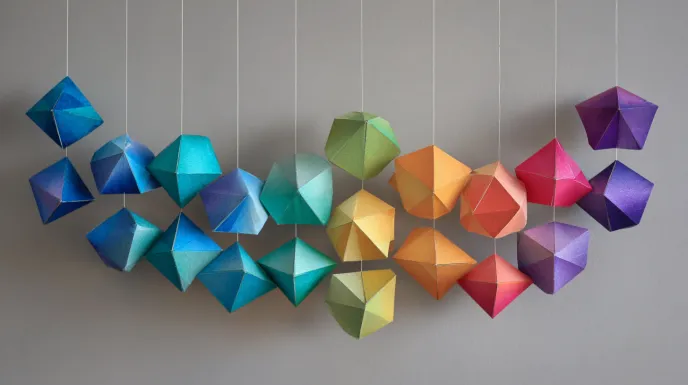 geometric garland made from colorful paper shapes