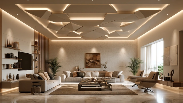 Geometric fibre ceiling design