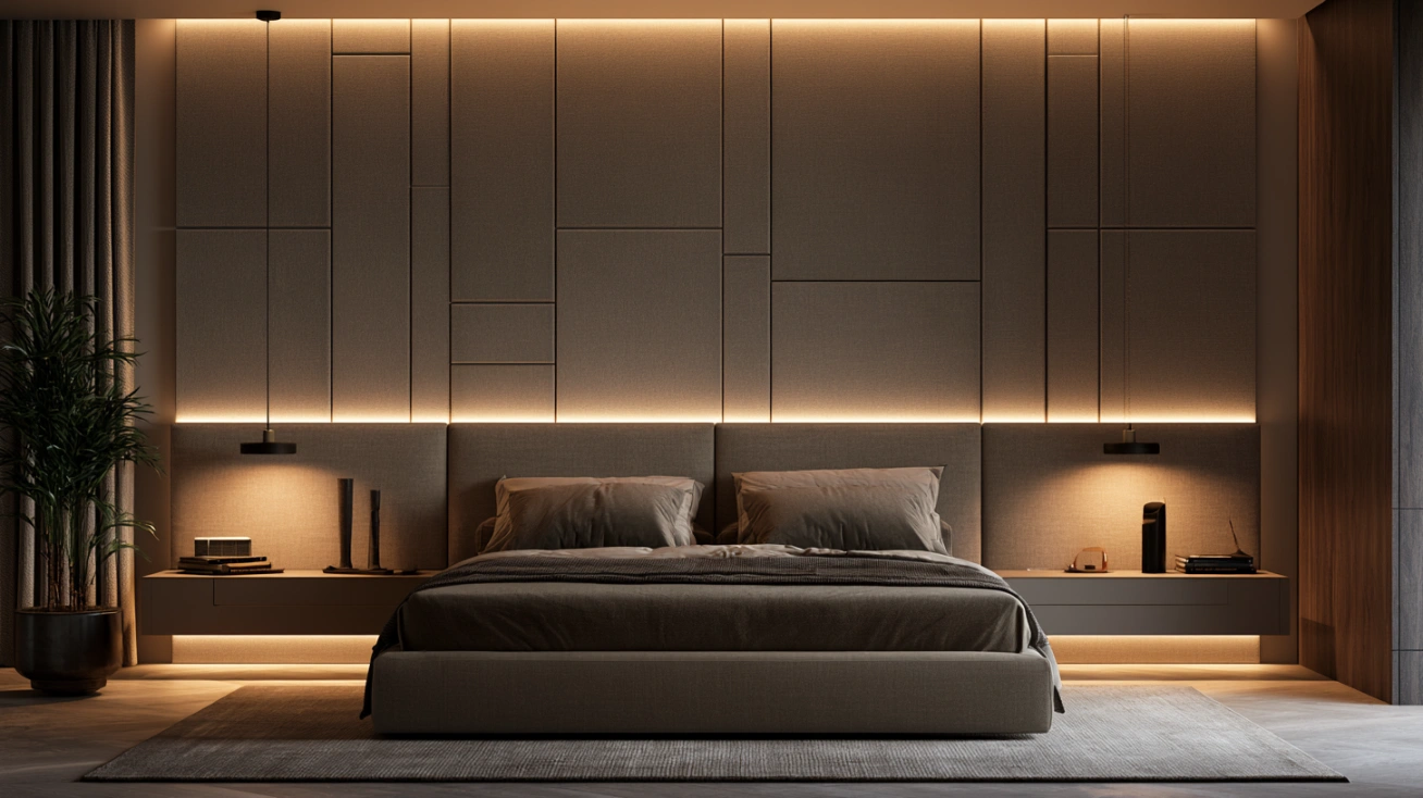 Geometric panel bed headboard