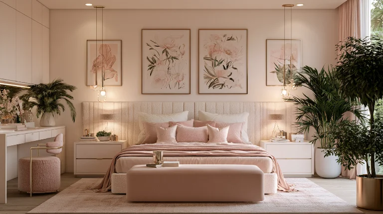 Glamorous feminine wall art for a bedroom