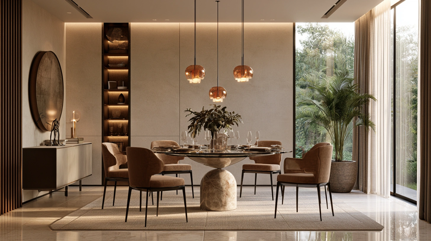 Glass pedestal dining table
