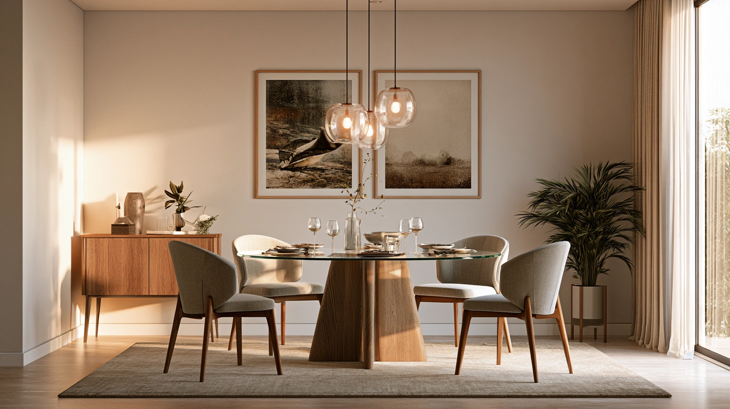 Wood base glass table
