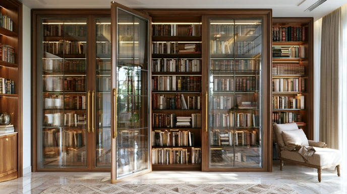 Glass door bookshelf