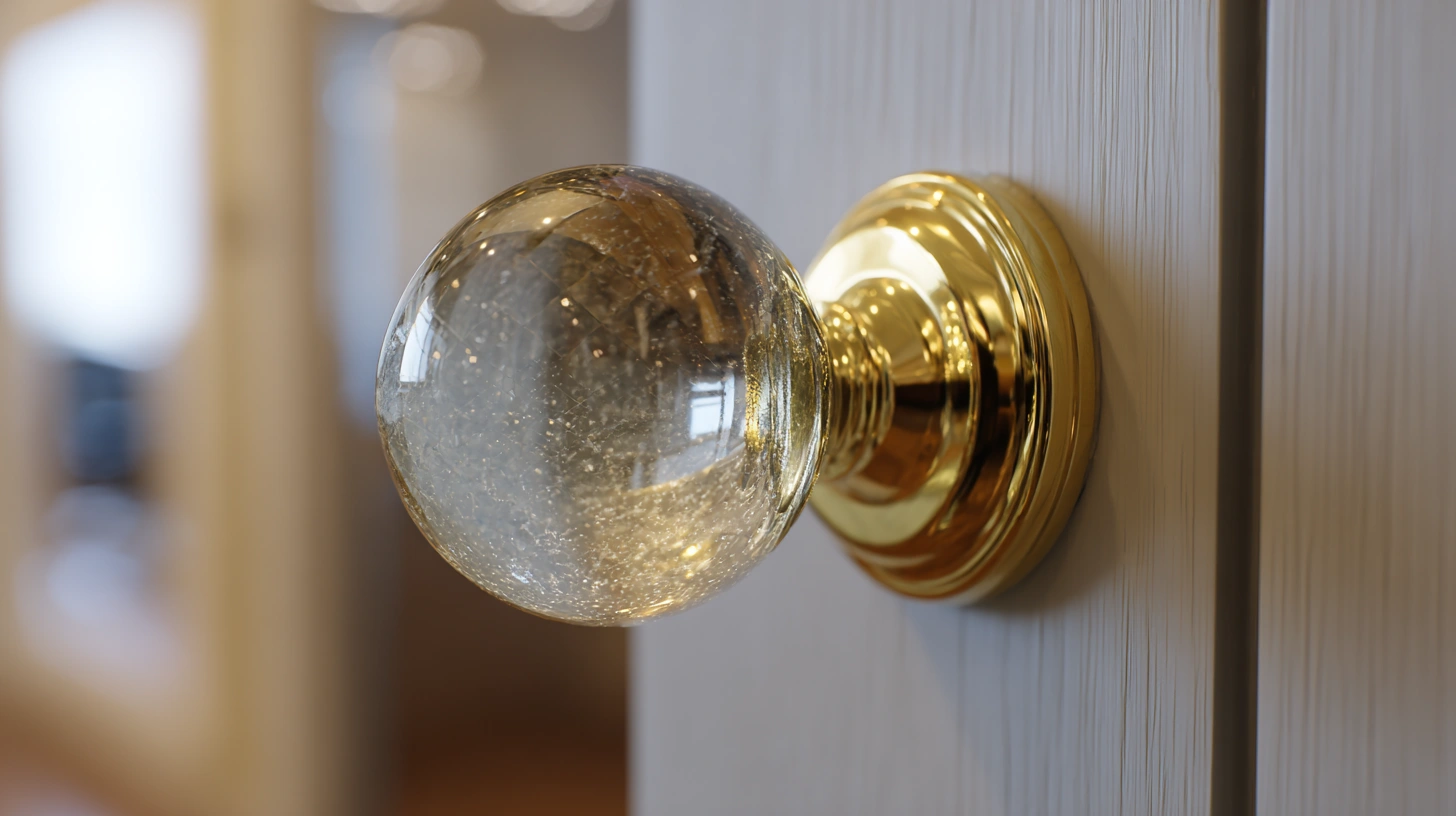 Glass knob handle with gold base